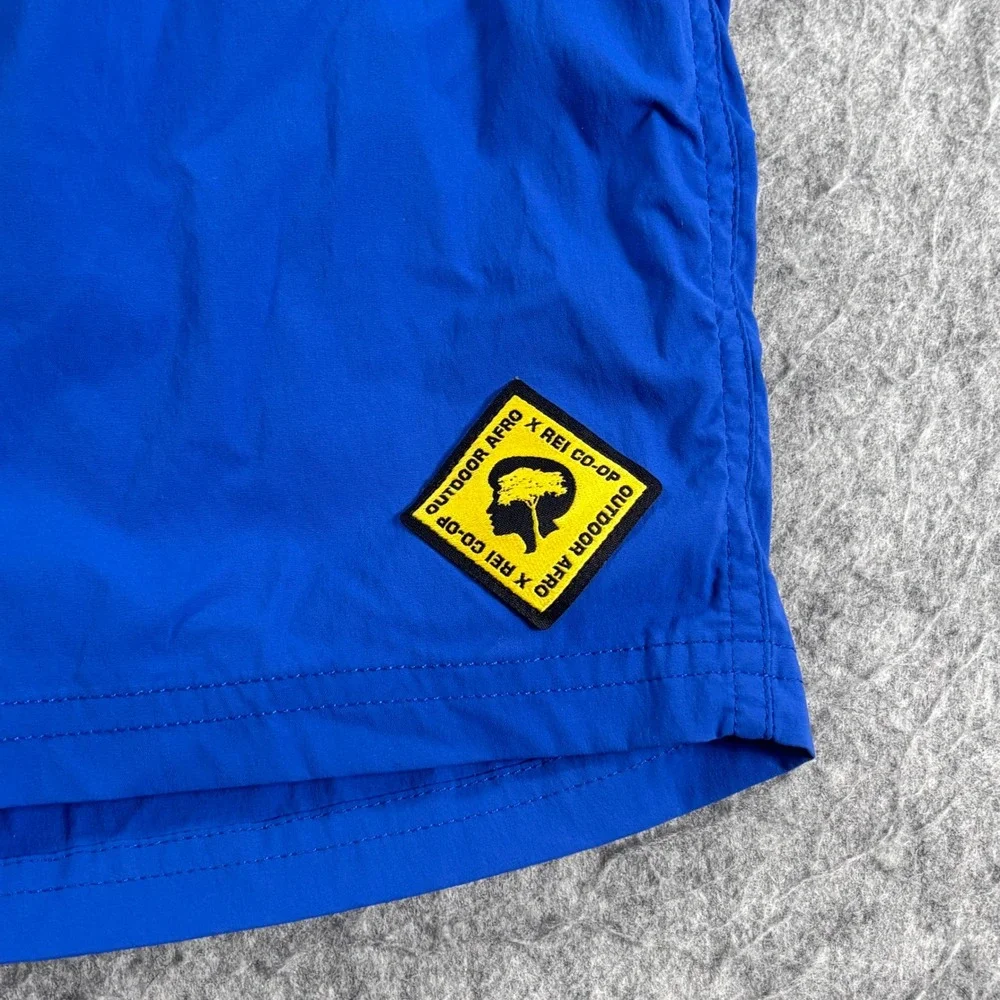 REI Co-op Outdoor Afro Mens Trail Shorts Blue Yellow Medium 24229-S23 Hiking